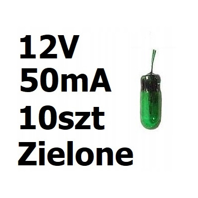 Żarówka miniaturowa zielona 3x7mm 12V 50mA 10szt