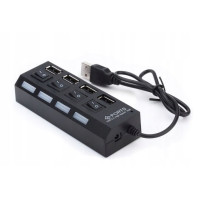 Rozdzielacz na 4 porty USB 2.0 USB HUB przełączany czarny