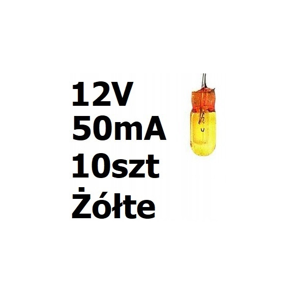 żarówka miniaturowa żółta 3x7mm 12V 50mA 10szt