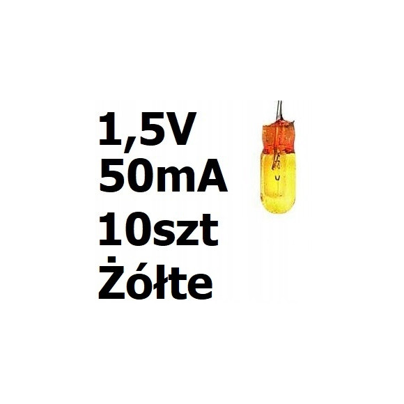 Żarówka miniaturowa żółta 3x7mm 1,5V 50mA 10szt