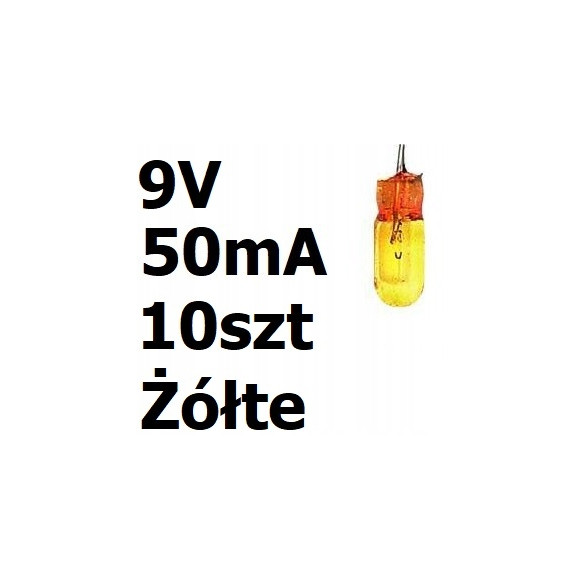 żarówka miniaturowa żółta 3x7mm 9V 50mA 10szt