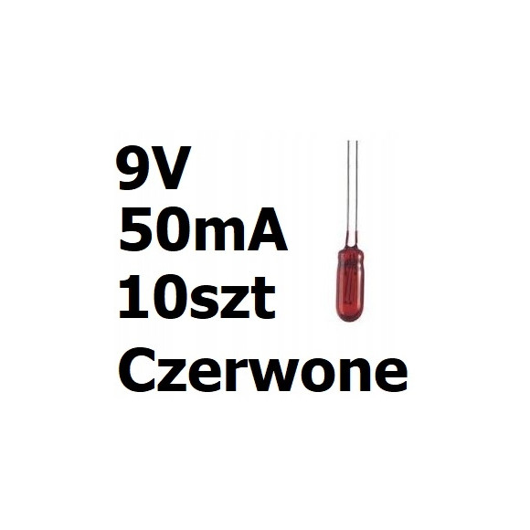 Żarówka miniaturowa czerwona 3x7mm 9V 50mA 10szt