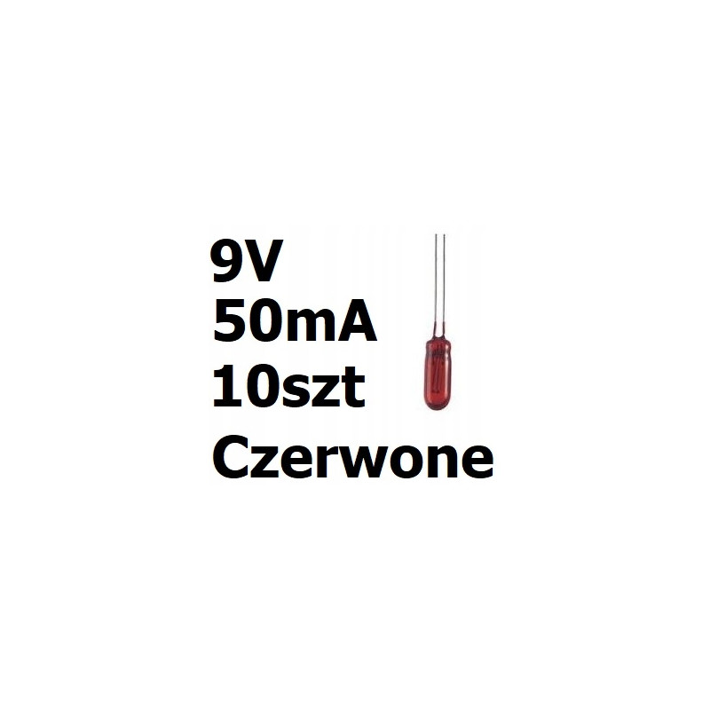 Żarówka miniaturowa czerwona 3x7mm 9V 50mA 10szt