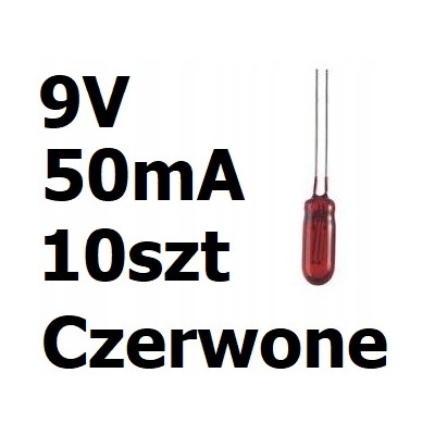 Żarówka miniaturowa czerwona 3x7mm 9V 50mA 10szt