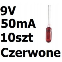 Żarówka miniaturowa czerwona 3x7mm 9V 50mA 10szt