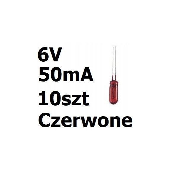 Żarówka miniaturowa czerwona 3x7mm 6V 50mA 10szt