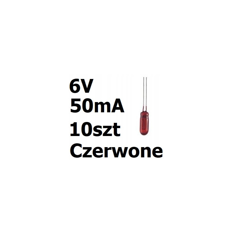 Żarówka miniaturowa czerwona 3x7mm 6V 50mA 10szt