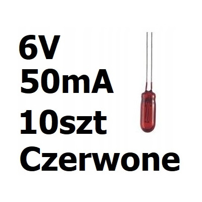 Żarówka miniaturowa czerwona 3x7mm 6V 50mA 10szt