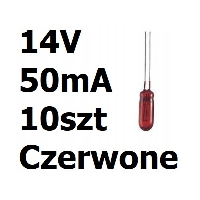 Żarówka miniaturowa czerwona 3x7mm 14V 50mA 10szt