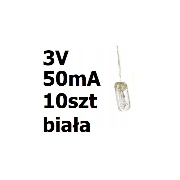 żarówka miniaturowa biała 3x7mm 3V 50mA 10szt