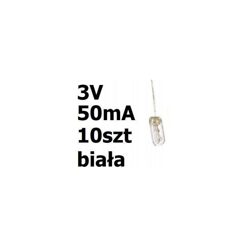 żarówka miniaturowa biała 3x7mm 3V 50mA 10szt