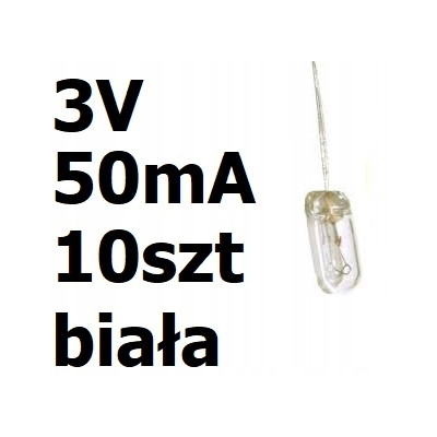 żarówka miniaturowa biała 3x7mm 3V 50mA 10szt