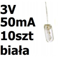 żarówka miniaturowa biała 3x7mm 3V 50mA 10szt