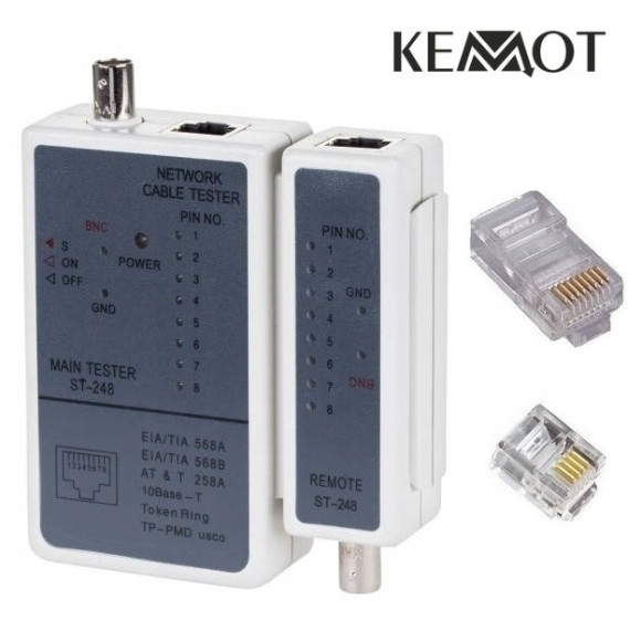 Tester do kabli RJ45, BNC NAR0040 szary