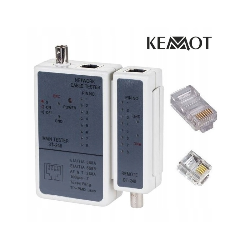 Tester do kabli RJ45, BNC NAR0040 szary