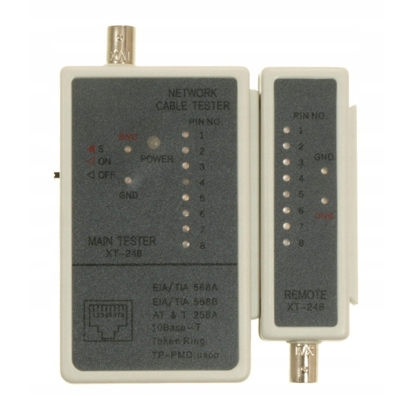 Tester do kabli RJ45, BNC NAR0040 szary