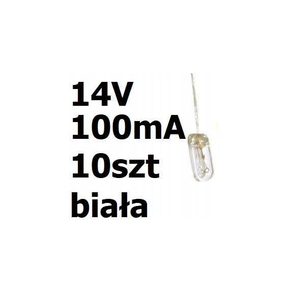 Żarówka miniaturowa biała 4x10mm 14V 100mA 10szt