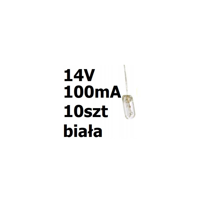 Żarówka miniaturowa biała 4x10mm 14V 100mA 10szt