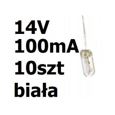 Żarówka miniaturowa biała 4x10mm 14V 100mA 10szt