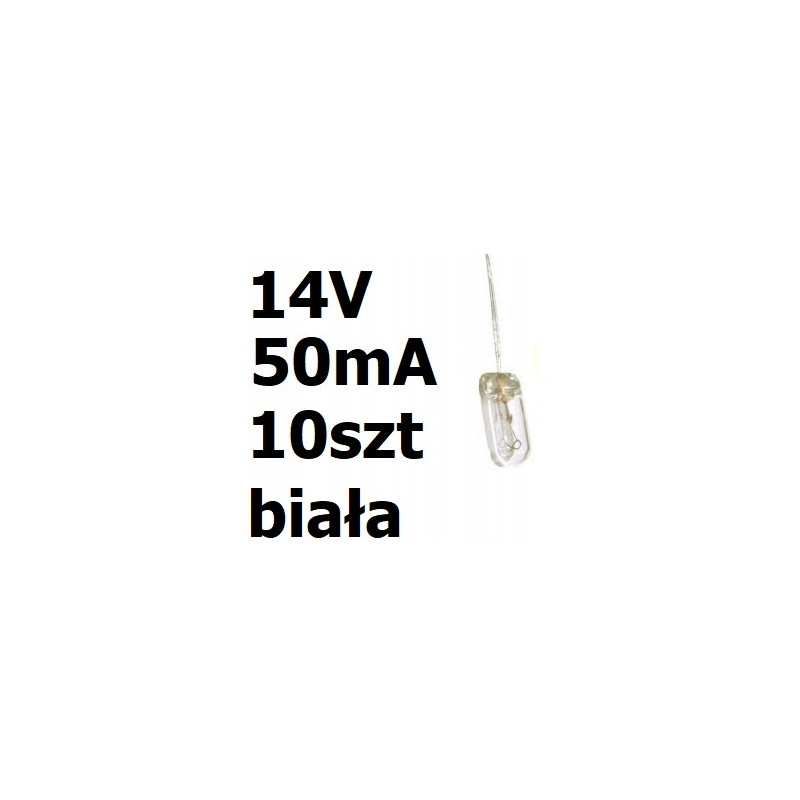 Żarówka miniaturowa biała 3x7mm 14V 50mA 10szt