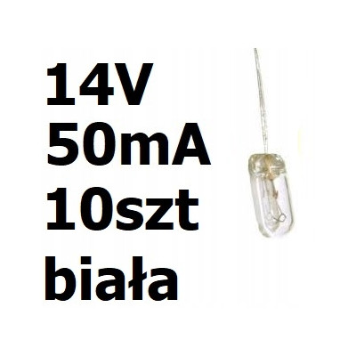 Żarówka miniaturowa biała 3x7mm 14V 50mA 10szt