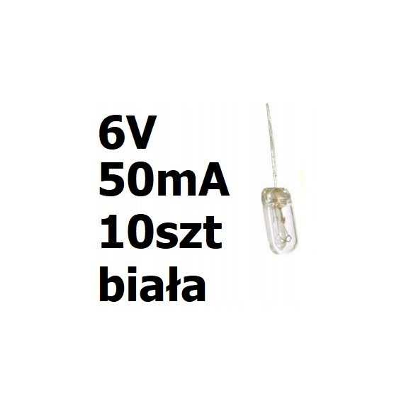 Żarówka miniaturowa biała 4x10mm 6V 50mA 10szt