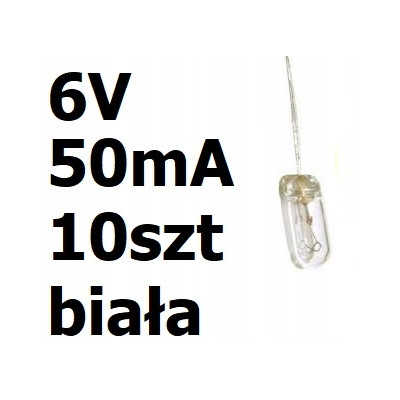 Żarówka miniaturowa biała 4x10mm 6V 50mA 10szt