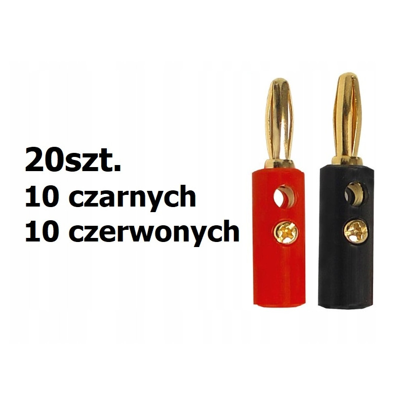 Wtyk bananowy skręcany pozłacany 20szt (10 zestawy)