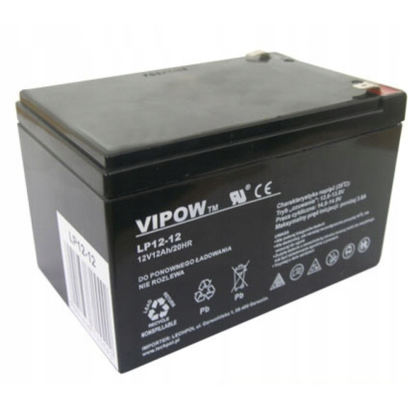 Akumulator żelowy VIPOW 12V 12Ah