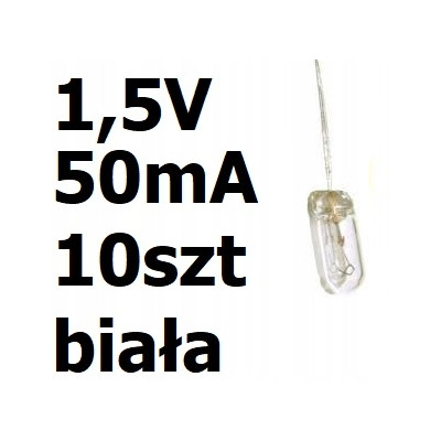 Żarówka miniaturowa biała 3x7mm 1,5V 50mA 10szt