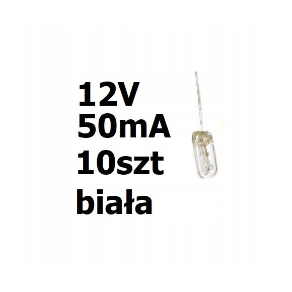 Żarówka miniaturowa biała 3x7mm 12V 50mA 10szt