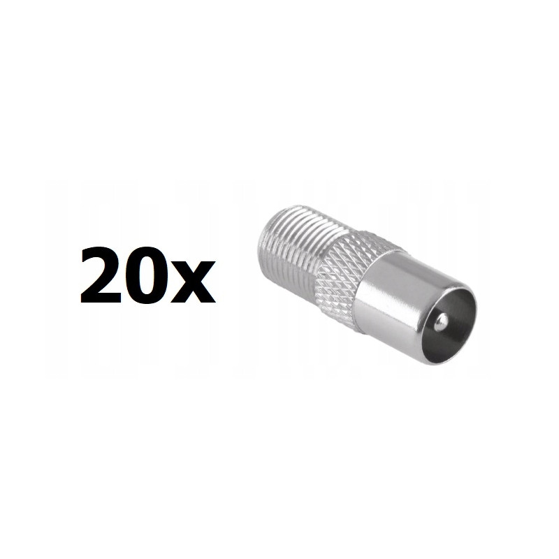 Przejściówka adapter gniazdo F wtyk antenowy 20szt