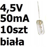 Żarówka miniaturowa biała 3x7mm 4,5V 50mA 10szt