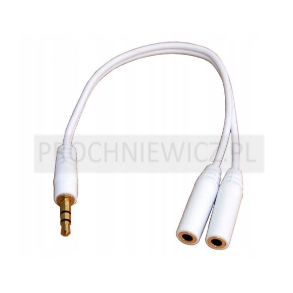 Przejściówka wtyk Jack 3,5mm - 2x gniazdo Jack 3,5mm biała 2szt