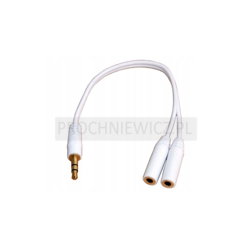 Przejściówka wtyk Jack 3,5mm - 2x gniazdo Jack 3,5mm biała 2szt