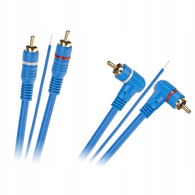 Kabel 2x RCA - 2x RCA + żyła 5m kątowo-prosty