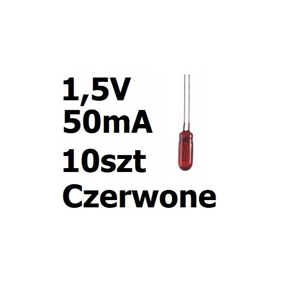 Żarówka miniaturowa czerwona 3x7mm 1,5V 50mA 10szt