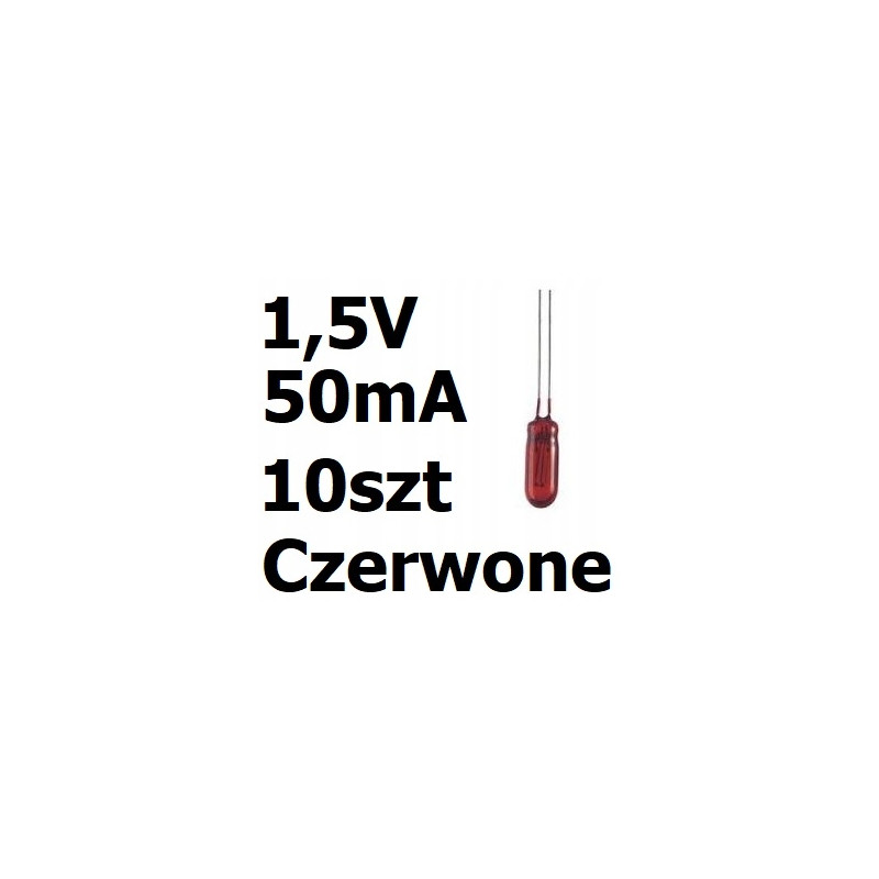 Żarówka miniaturowa czerwona 3x7mm 1,5V 50mA 10szt