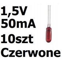 Żarówka miniaturowa czerwona 3x7mm 1,5V 50mA 10szt