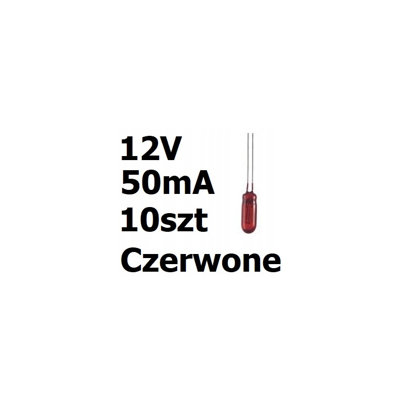 Żarówka miniaturowa czerwona 3x7mm 12V 50mA 10szt