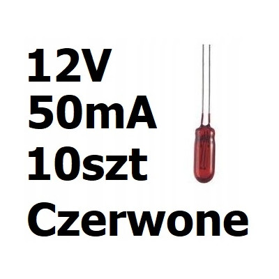 Żarówka miniaturowa czerwona 3x7mm 12V 50mA 10szt