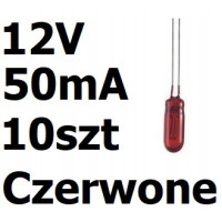 Żarówka miniaturowa czerwona 3x7mm 12V 50mA 10szt