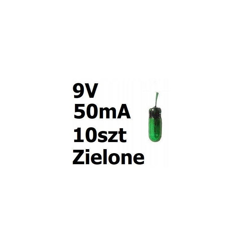 Żarówka miniaturowa zielona 3x7mm 9V 50mA 10szt