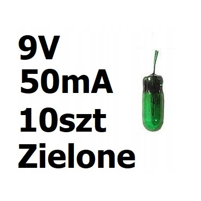 Żarówka miniaturowa zielona 3x7mm 9V 50mA 10szt