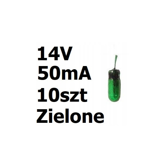 Żarówka miniaturowa zielona 3x7mm 14V 50mA 10szt