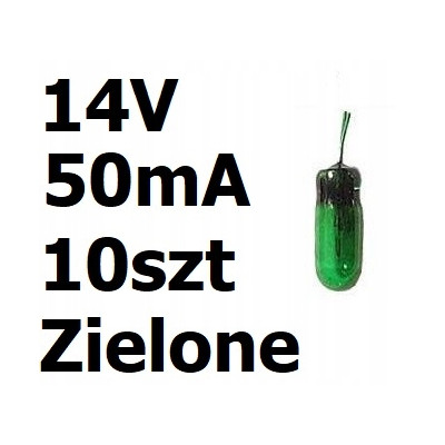 Żarówka miniaturowa zielona 3x7mm 14V 50mA 10szt