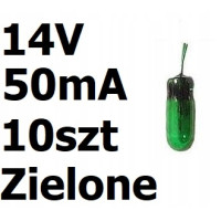 Żarówka miniaturowa zielona 3x7mm 14V 50mA 10szt