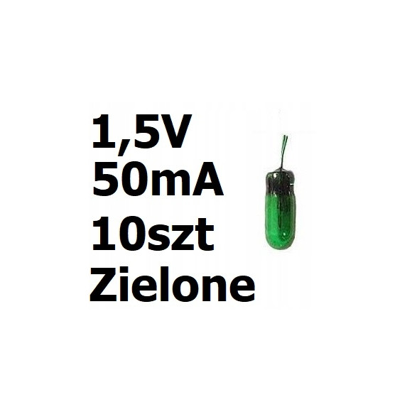 Żarówka miniaturowa zielona 3x7mm 1,5V 50mA 10szt