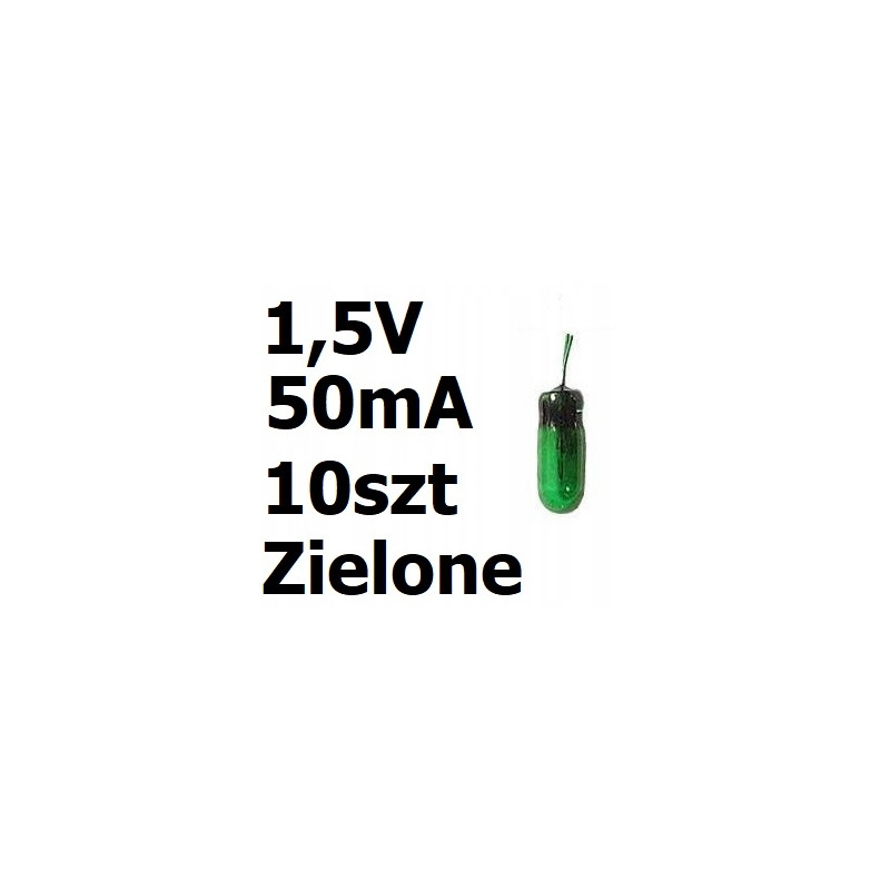 Żarówka miniaturowa zielona 3x7mm 1,5V 50mA 10szt