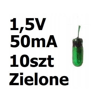 Żarówka miniaturowa zielona 3x7mm 1,5V 50mA 10szt